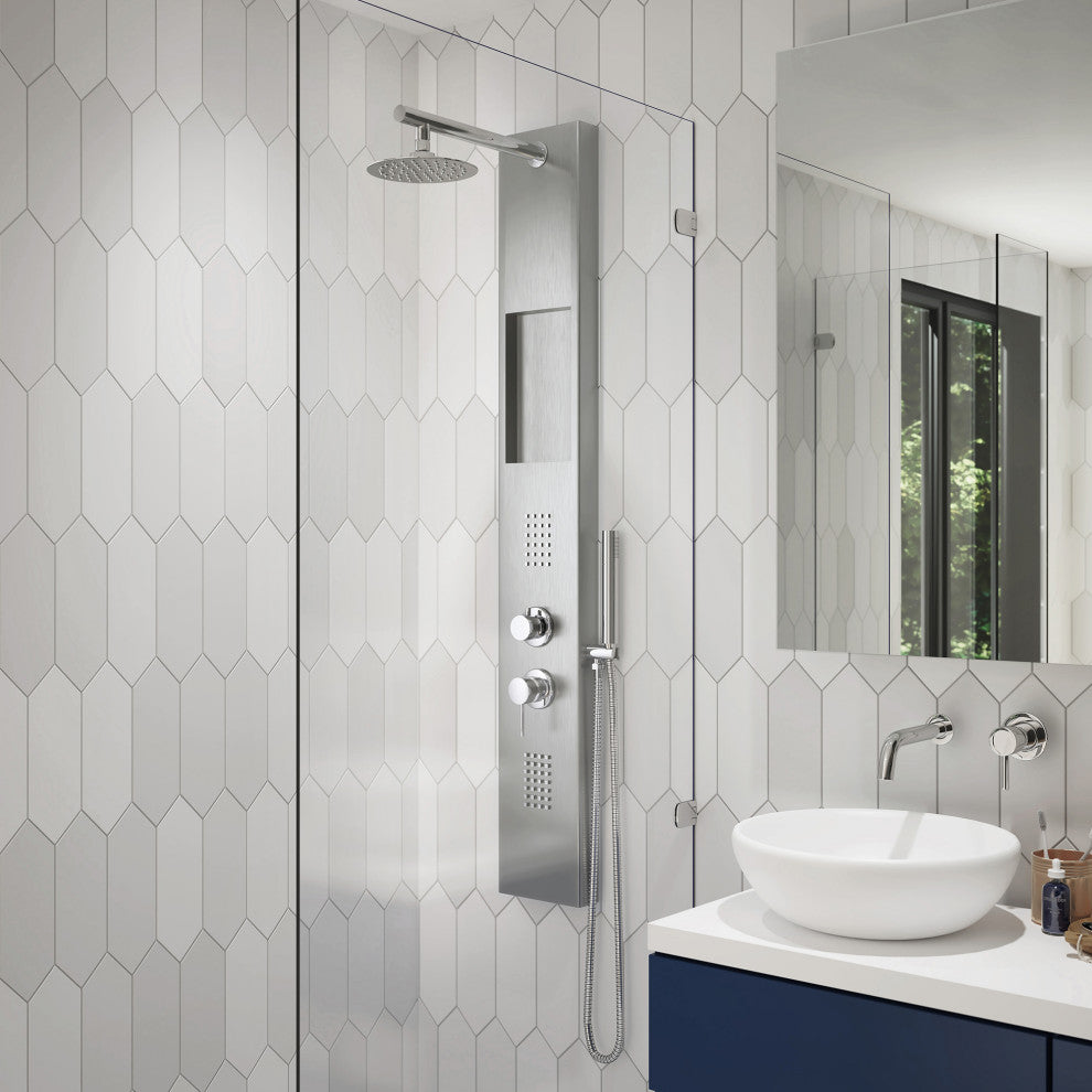AquaNiche ShowerSpa Panel, 2.5 GPM, Brushed Stainless Steel
