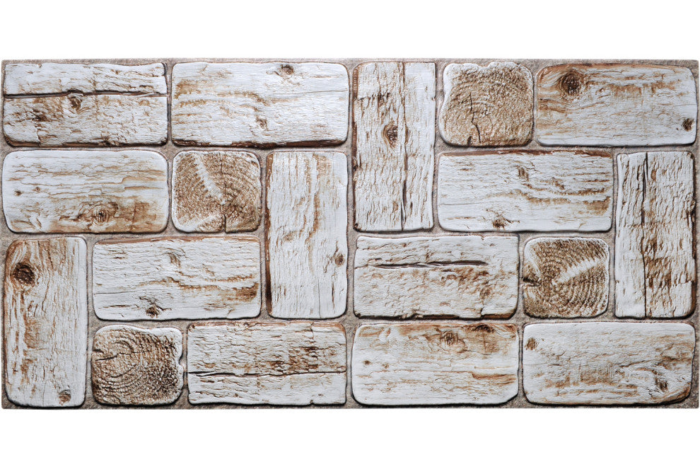 White Logs 3D Wall Panels, Set of 5, Covers 25.6 Sq Ft