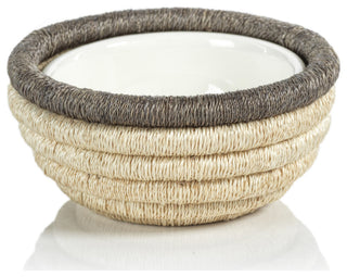 Matera 5.25"Coiled Abaca Condiment Bowls, Taupe, Set of 6
