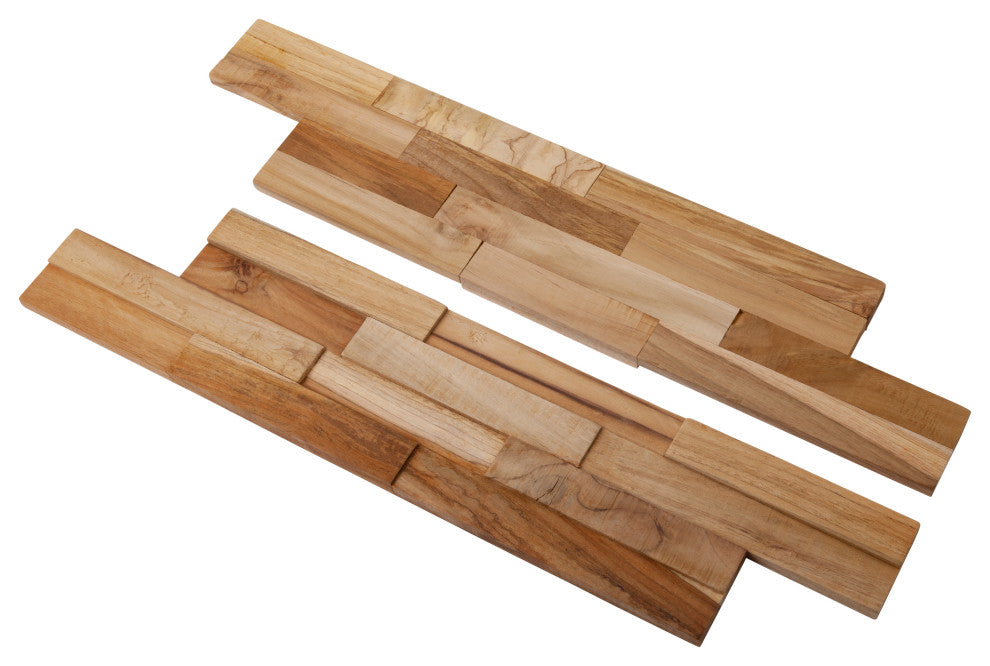 Nordic Natural Style Teak Wall Panel, 11 Pieces