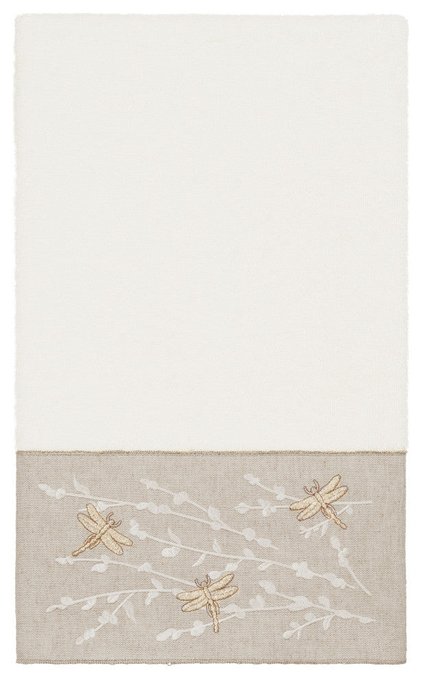 Linum Home Textiles Turkish Cotton Braelyn 3-Piece Embellished Towel Set, Cream