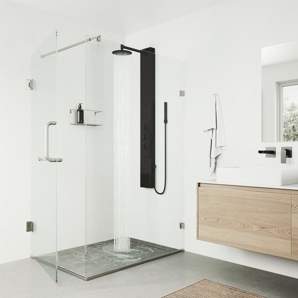 Ellington 59" H x 6" W 4-Jet Shower Panel with Round Shower Head, Matte Black