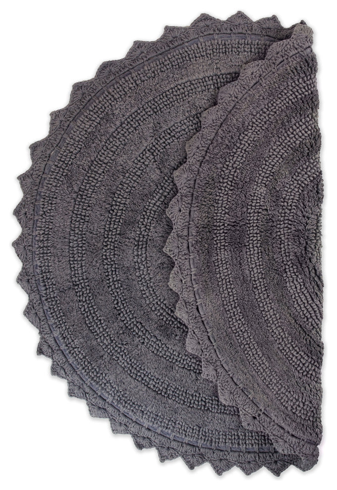 Gray Round Crochet Bath Mat