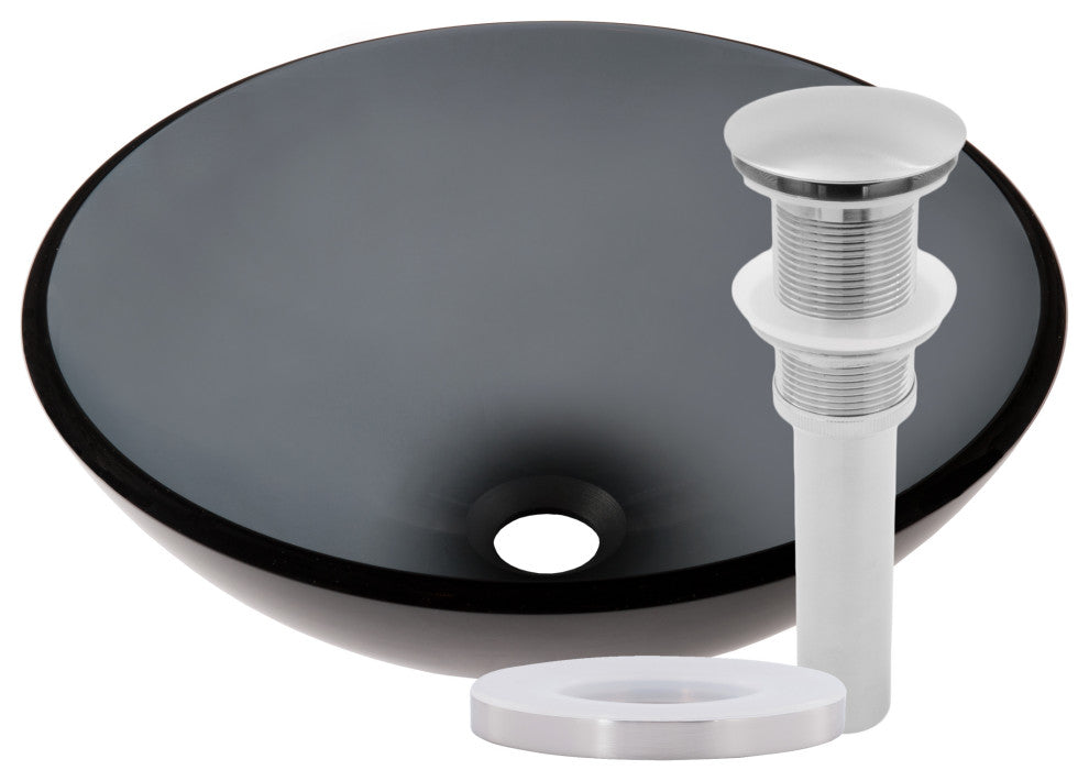 Nera Glass Vessel Sink and Drain, Brushed Nickel