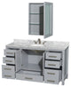 Wyndham WCS141460SGYCMUNOMED 60" Vanity in Gray + Carrera Marble and Round Sink