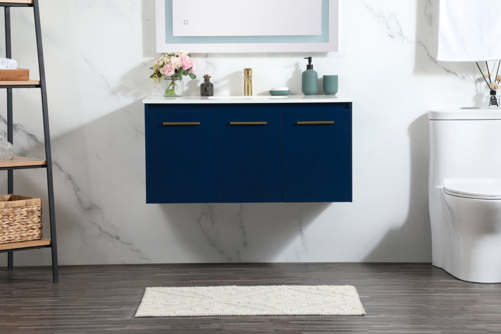 Phoebe Single Bathroom Vanity, Blue, 40", Without Backsplash