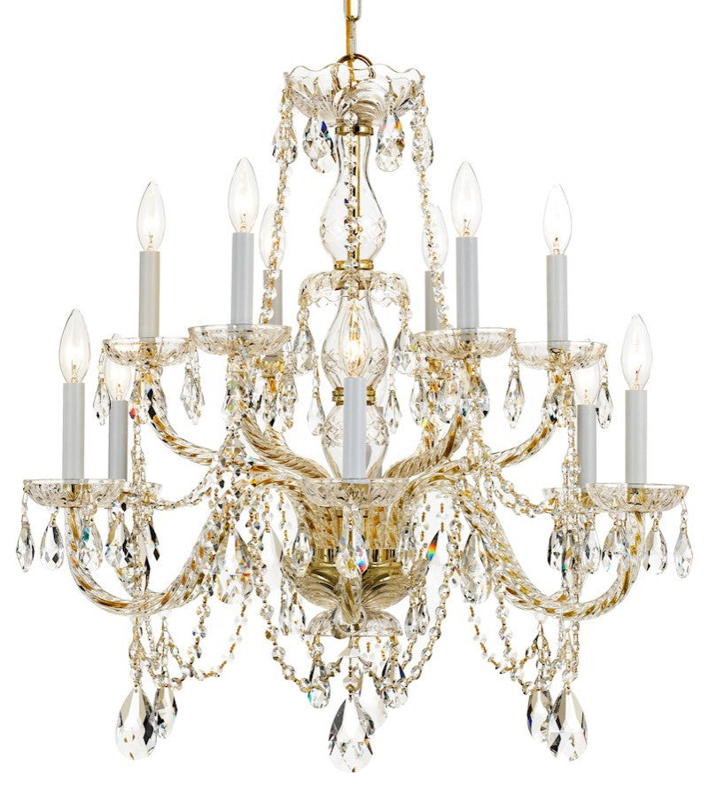 Crystorama 12 Light Chandelier Polished Brass