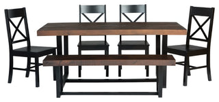 6-Piece Farmhouse Dining Set - Mahogany/Black