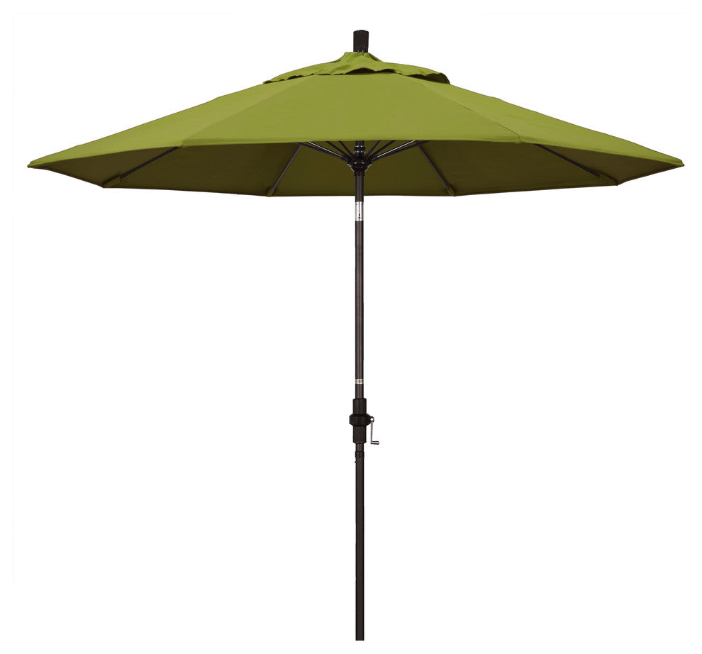 9' Bronze Collar Tilt Crank Aluminum Umbrella, Pacifica, Ginkgo