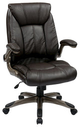 Faux Leather Mid Back Managers Chair with Padded Flip Arms