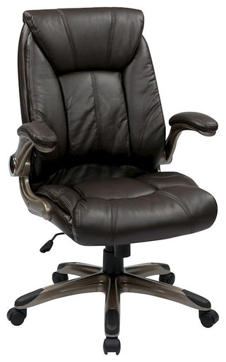 Faux Leather Mid Back Managers Chair with Padded Flip Arms