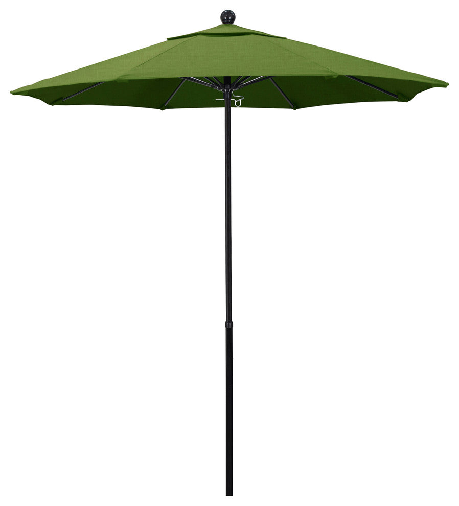 7.5'  Black Push Lift Fiberglass Umbrella, Sunbrella, Spectrum Cilantro