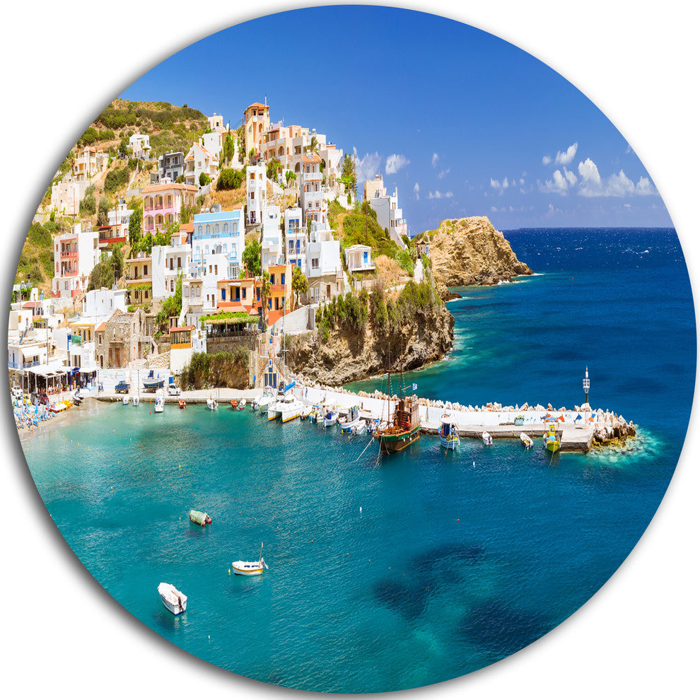 Harbor With Vessels And Boats, Seascape Round Wall Art, 11"