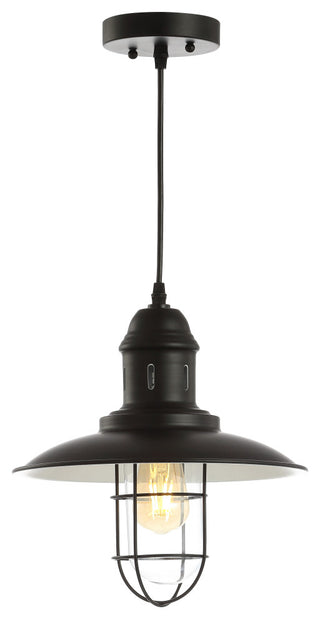 Deere 12" Adjustable Iron Cage Light LED Kitchen Pendant, Black by JONATHAN  Y