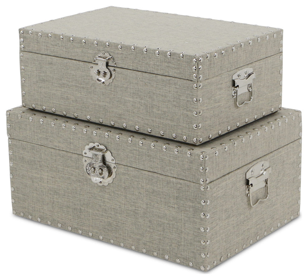 2-Piece Linen Box Set With Metal Studs