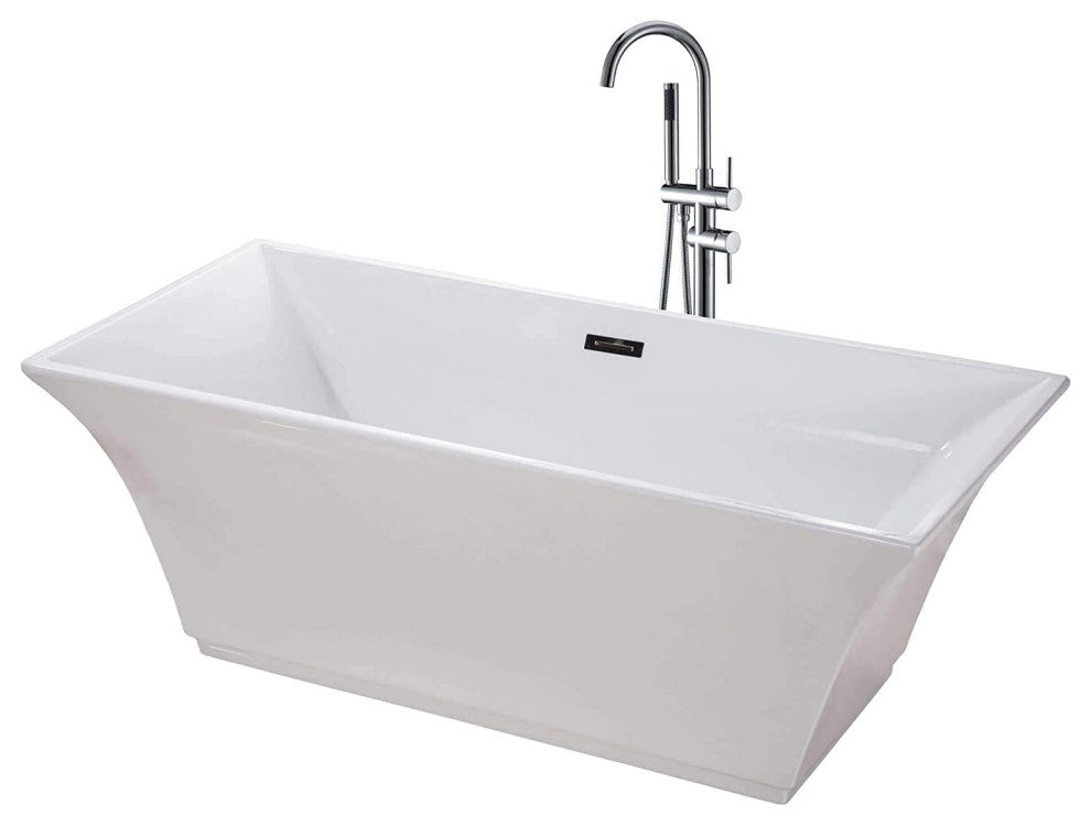 Fine Fixtures Sanctuary Freestanding Bathtub With Drain, White