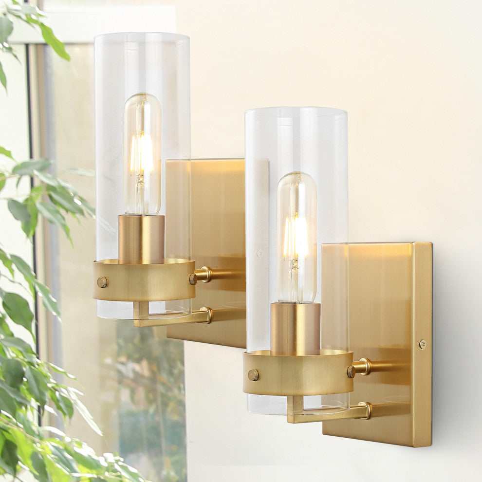 Harper 4.5" 1-Light Coastal Minimalist Iron/Glass LED Sconce, Set of 2, Gold