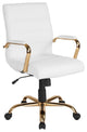 Flash Furniture Mid Back Leather Office Swivel Chair in White and Gold