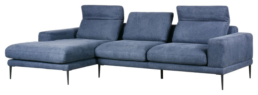Divani Casa CorWith Modern Blue Fabric Left Facing Sectional
