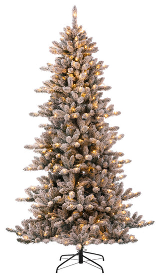 7.5' Pre-Lit Snow Flocked Fir Christmas Tree With Lights