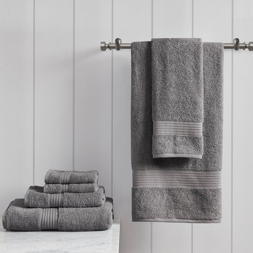 Madison Park Organic All-Natural 6-Piece Bathroom Towel Set, Gray