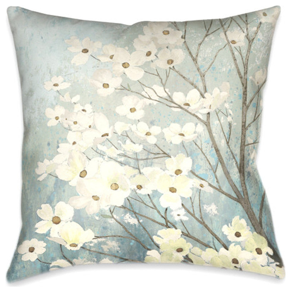 Laural Home Dogwood Blossoms 18" X 18" Indoor Decorative Pillow