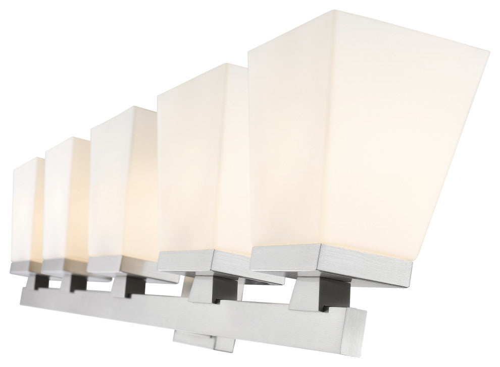 Zlite 1937-5V-BN 5-Light Vanity, Etched Opal