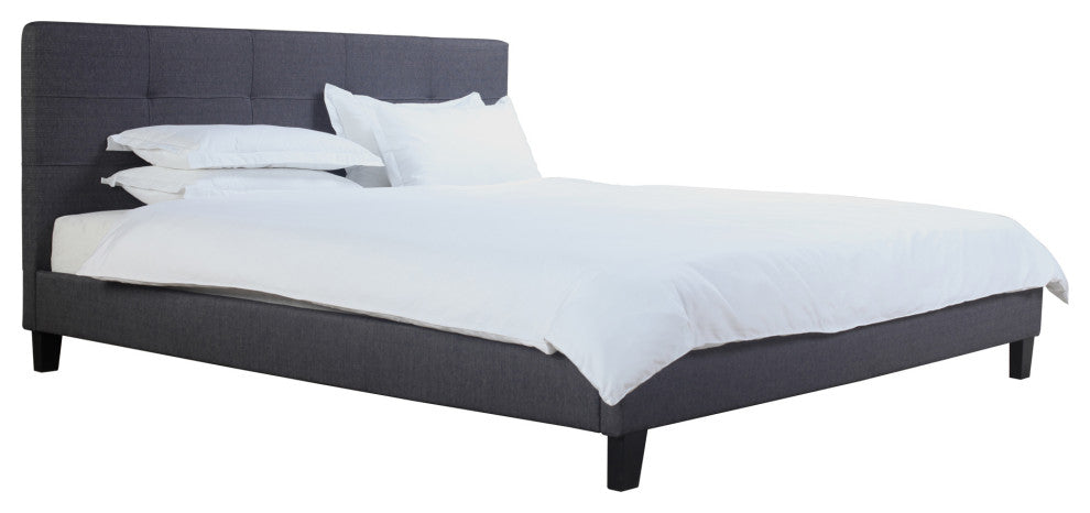 First of A Kind Eliza King Bed Dark Gray Fabric