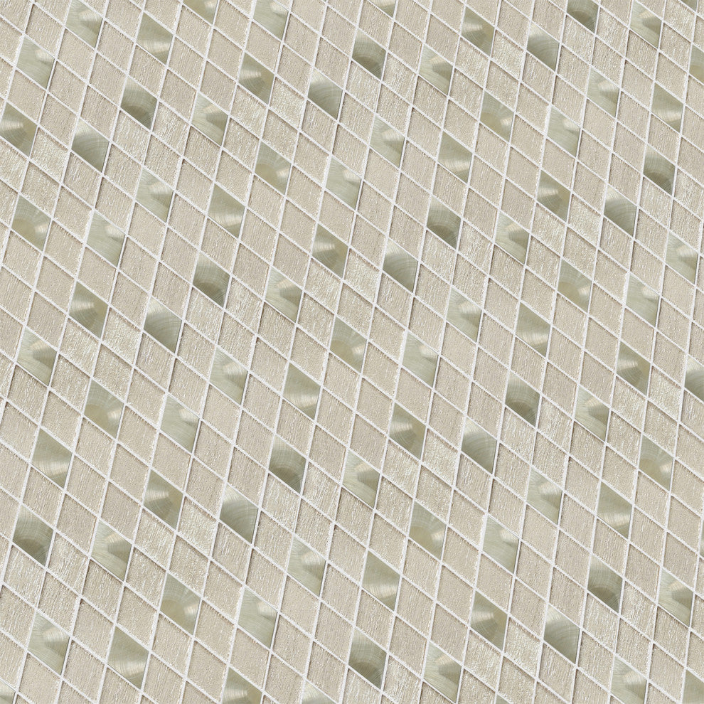Ballagh 9.9"x12" Diamond Glass Mosaic Mix Wall Tile, Champagne, Sample