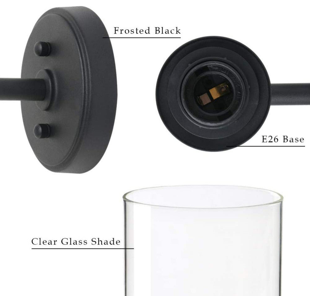 2 light black wall sconce light industrial vanity glass wall lamp