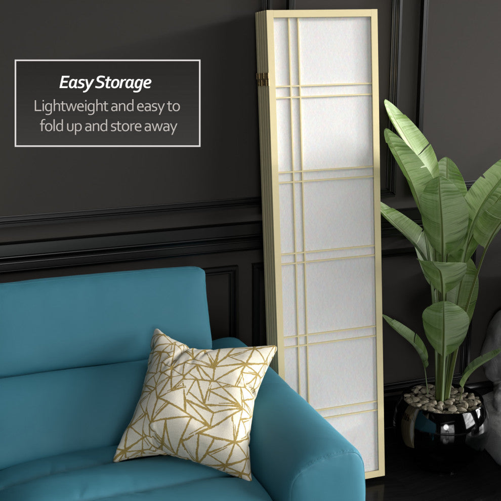 6' Tall Double Cross Shoji Screen, Special Edition, Ivory, 5 Panels