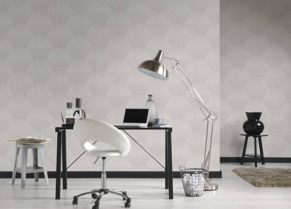 Geometric Faux Textured Wallpaper Featuring 3D Figures, 382045