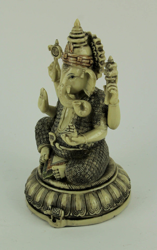Lord Ganesha On Lotus Flower Statue