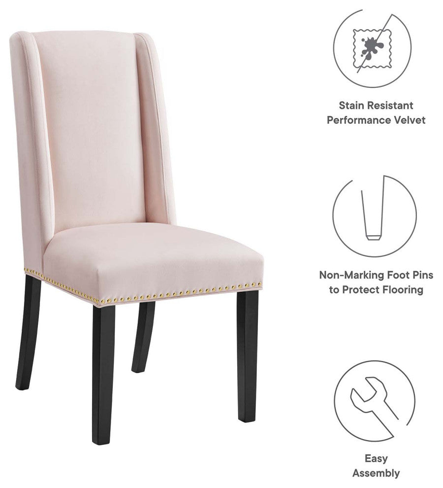 Dining Chair, Nailhead, Set of 2, Pink, Velvet, Modern, Cafe Bistro Hospitality