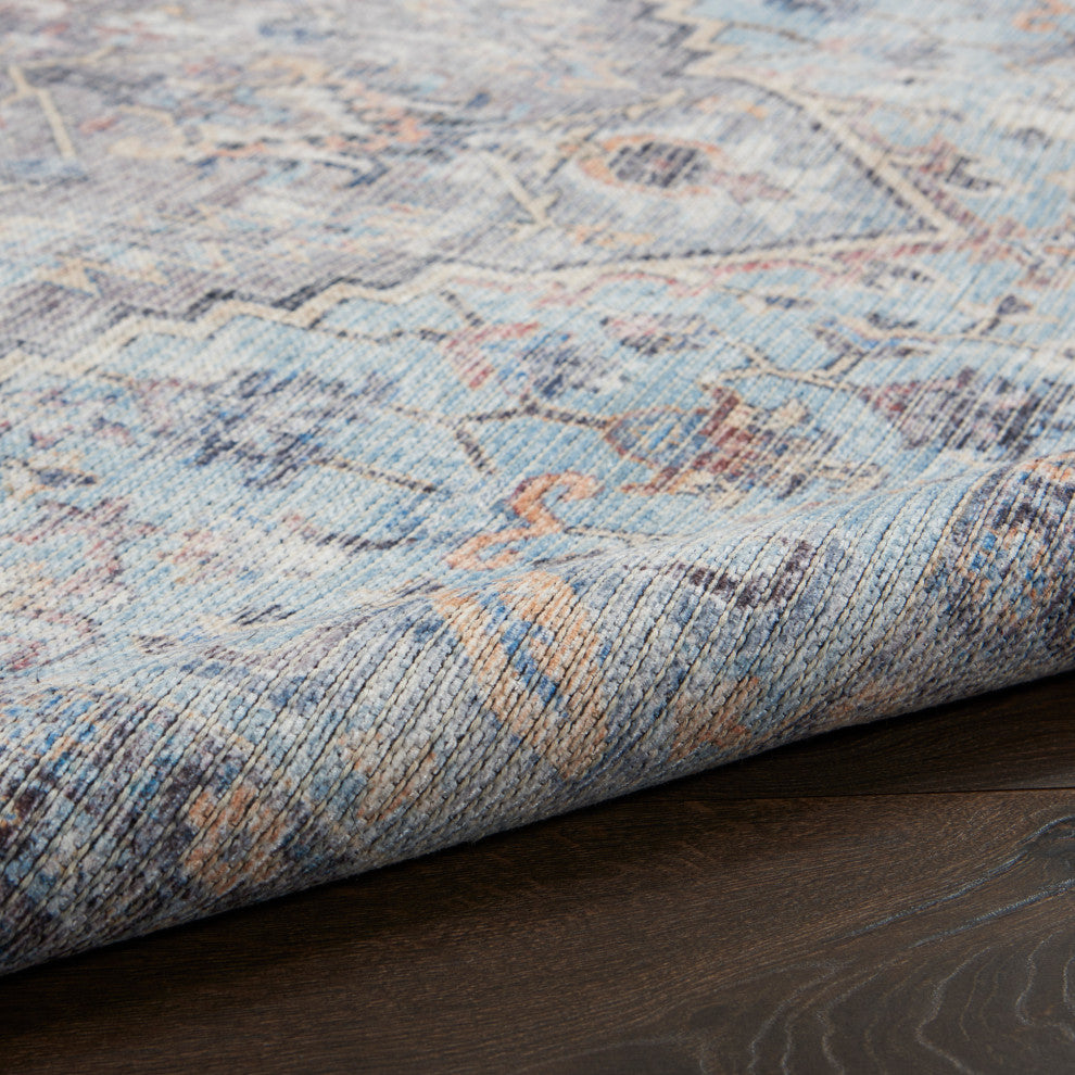 Nicole Curtis Nc Series 1 5' x 7' Light Grey/Blue Machine Washable Area Rugs