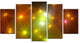 Golden Fractal Lights in Fog, Contemporary Wall Art Canvas, 60"x32", 5 Panels