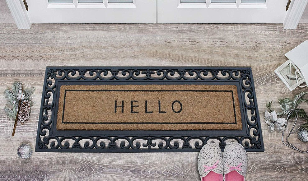 A1HC Natural Coir and Rubber Large Door Mat, 18"X48"