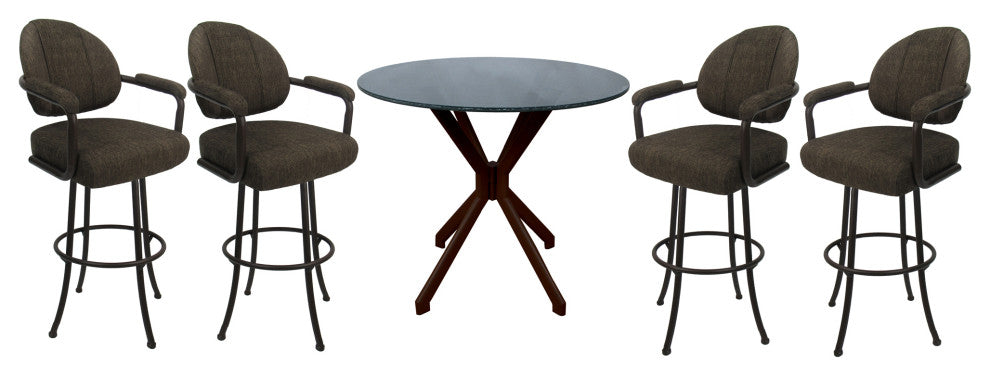 Swivel Counter Metal Pub Set - M-70 Stools 26" or 30", Sanora Brown - Brown, 30", Crackle Glass