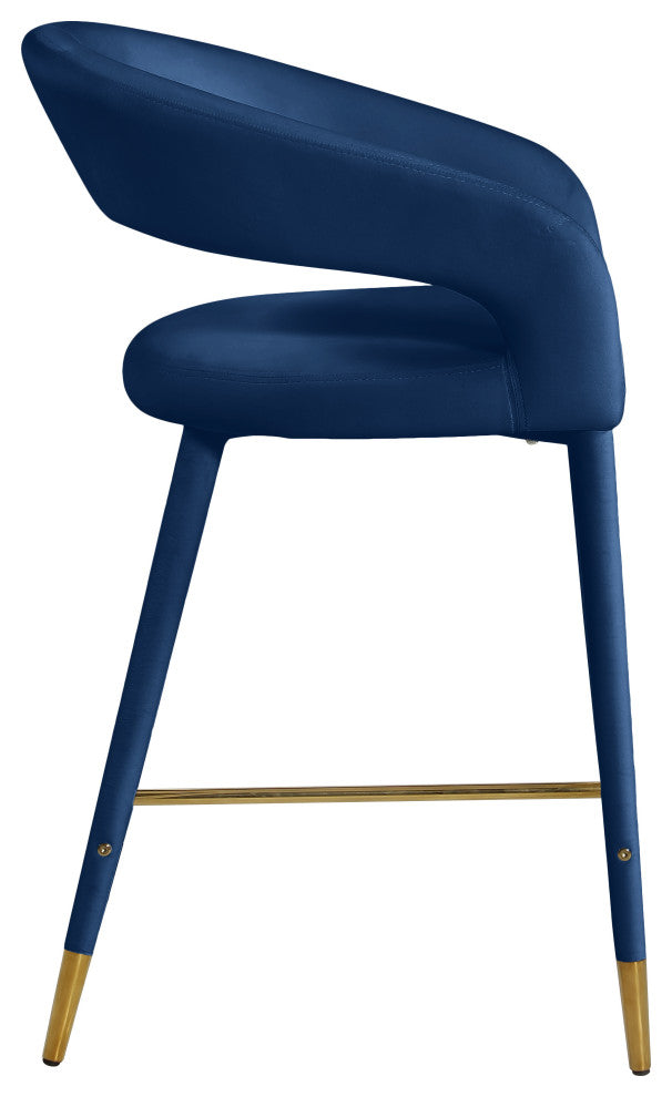 Destiny Counter Stool, Navy, Velvet