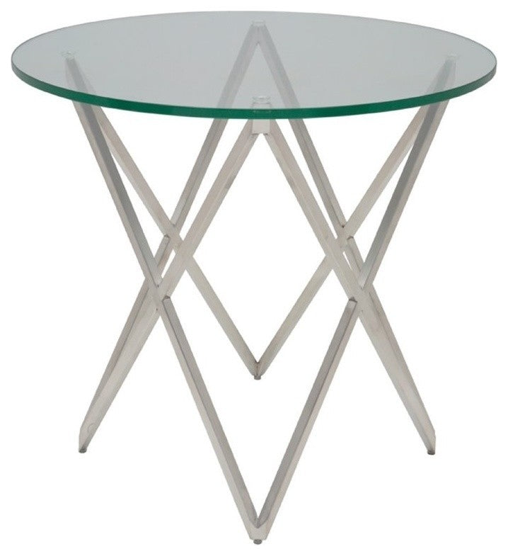 Lattice Side Table In Glass And Stainless Steel