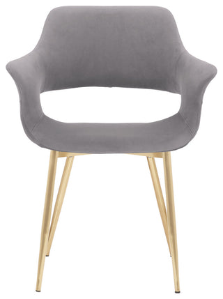 Gigi Grey Velvet Dining Room Chair with Gold Metal Legs - Set of 2
