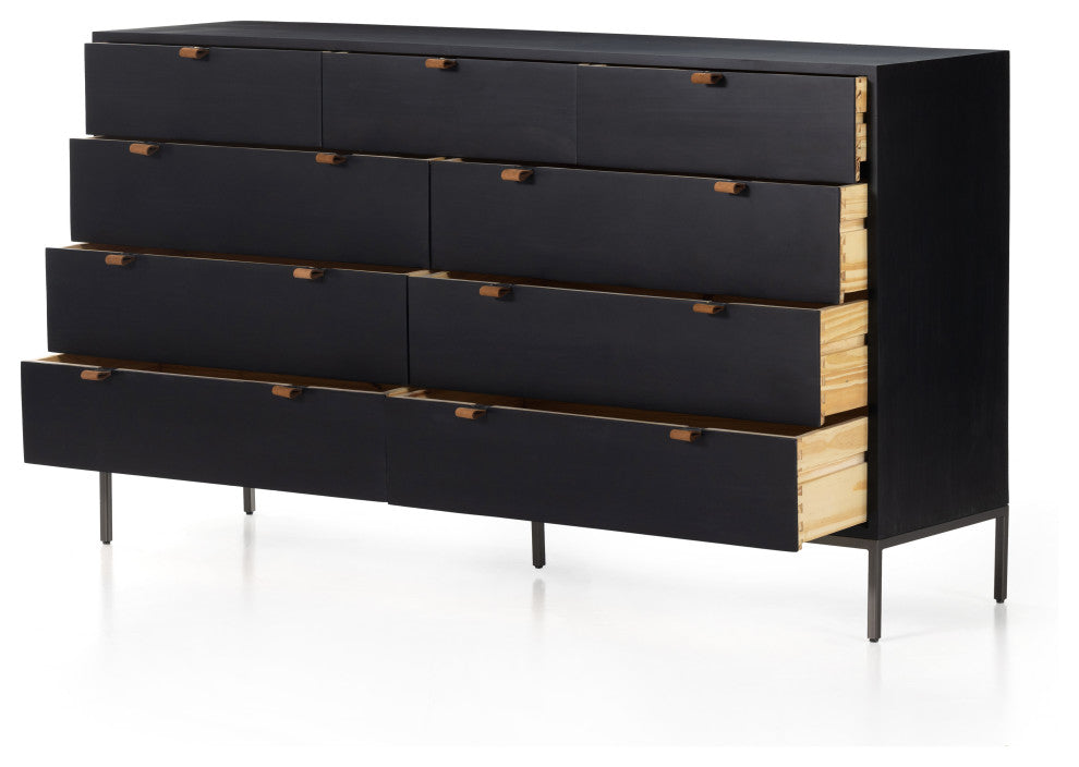 Trey 9 Drawer Dresser-Black Wash Poplar
