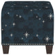 Quinn Square Nail Button Ottoman, Starlit Blue