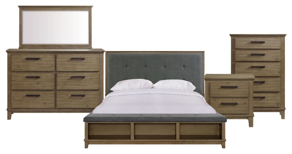 Picket House Jaxon King Storage 5 Piece Bedroom Set, Gray