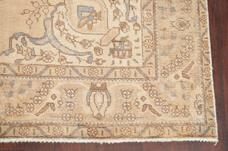 Consigned, Vintage-Style Faded Handmade Oriental Persian Area Rug, Beige, 6x10