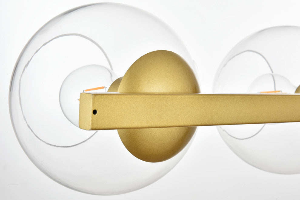 4 Light Brass And Clear Bath Sconce