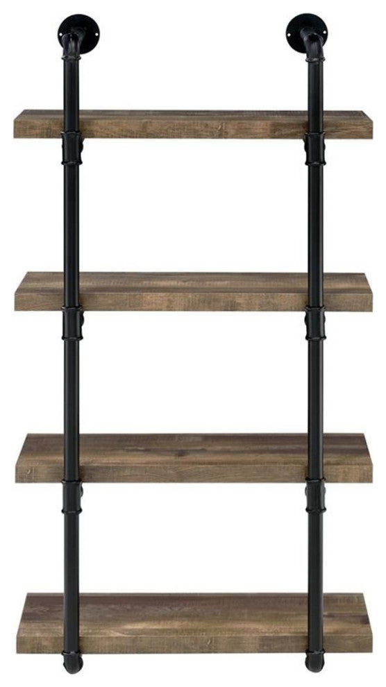 Coaster Elmcrest 24-inch Wood Wall Shelf Black and Rustic Oak