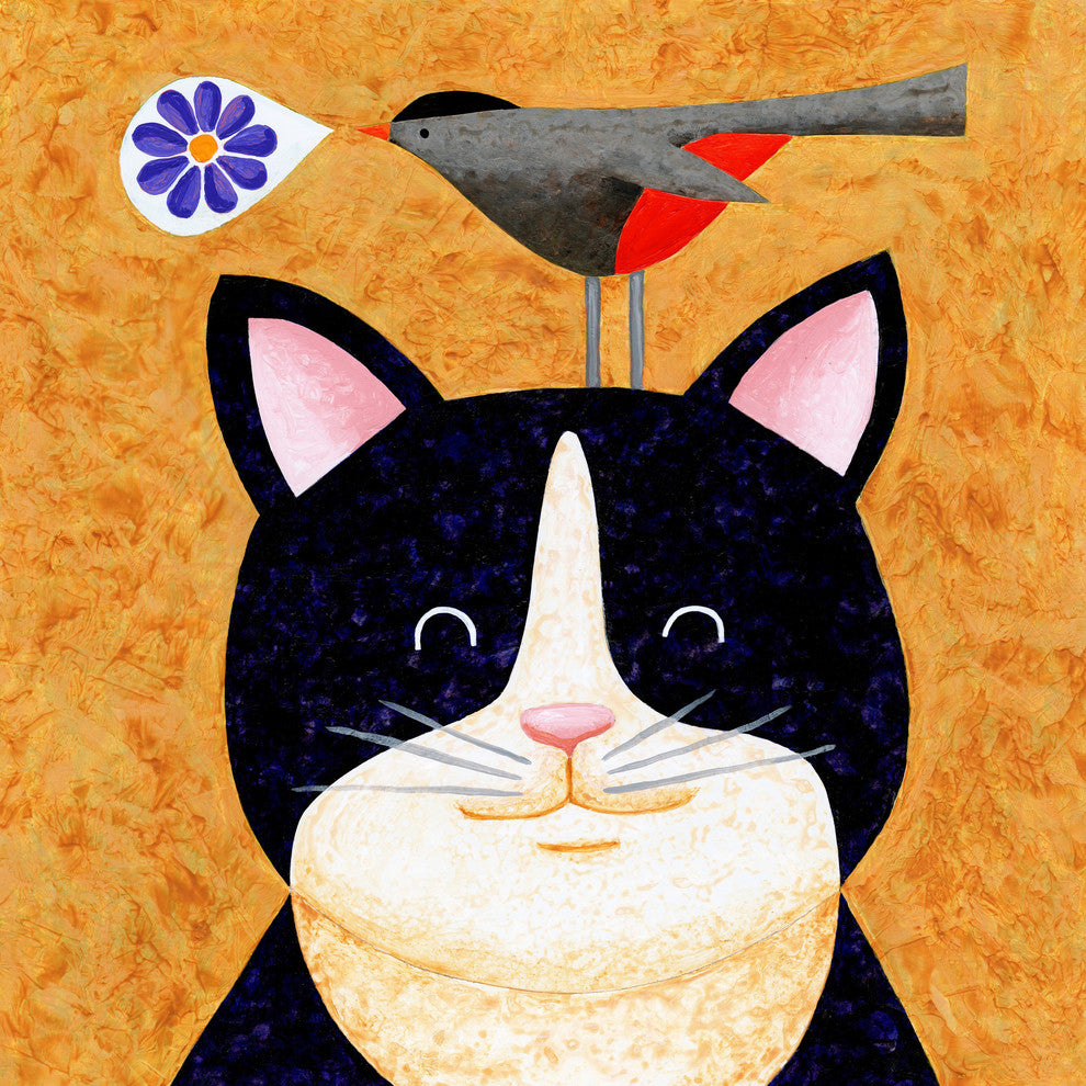 Marmont Hill, "Floral Meowsical" by Janet Nelson Print on Wrapped Canvas, 18x18