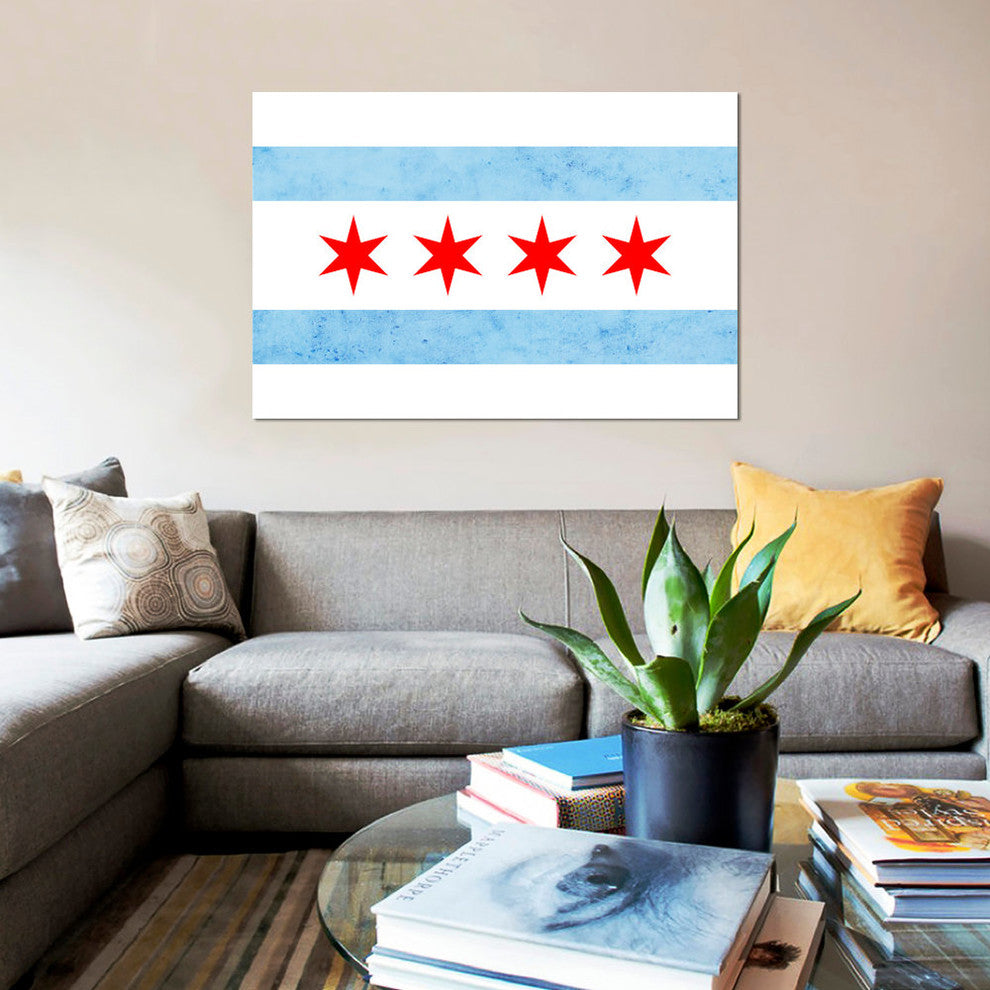 "Chicago City Flag (Partial Grunge)" by iCanvas, Canvas Print, 40x26"