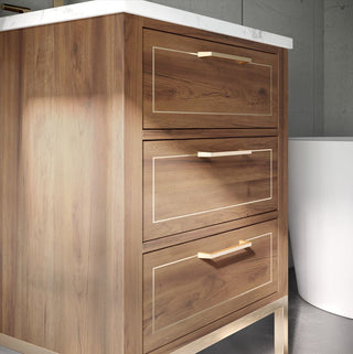 Markham 24" Single Bathroom Vanity Set, Walnut/Satin Brass, Marble Countertop